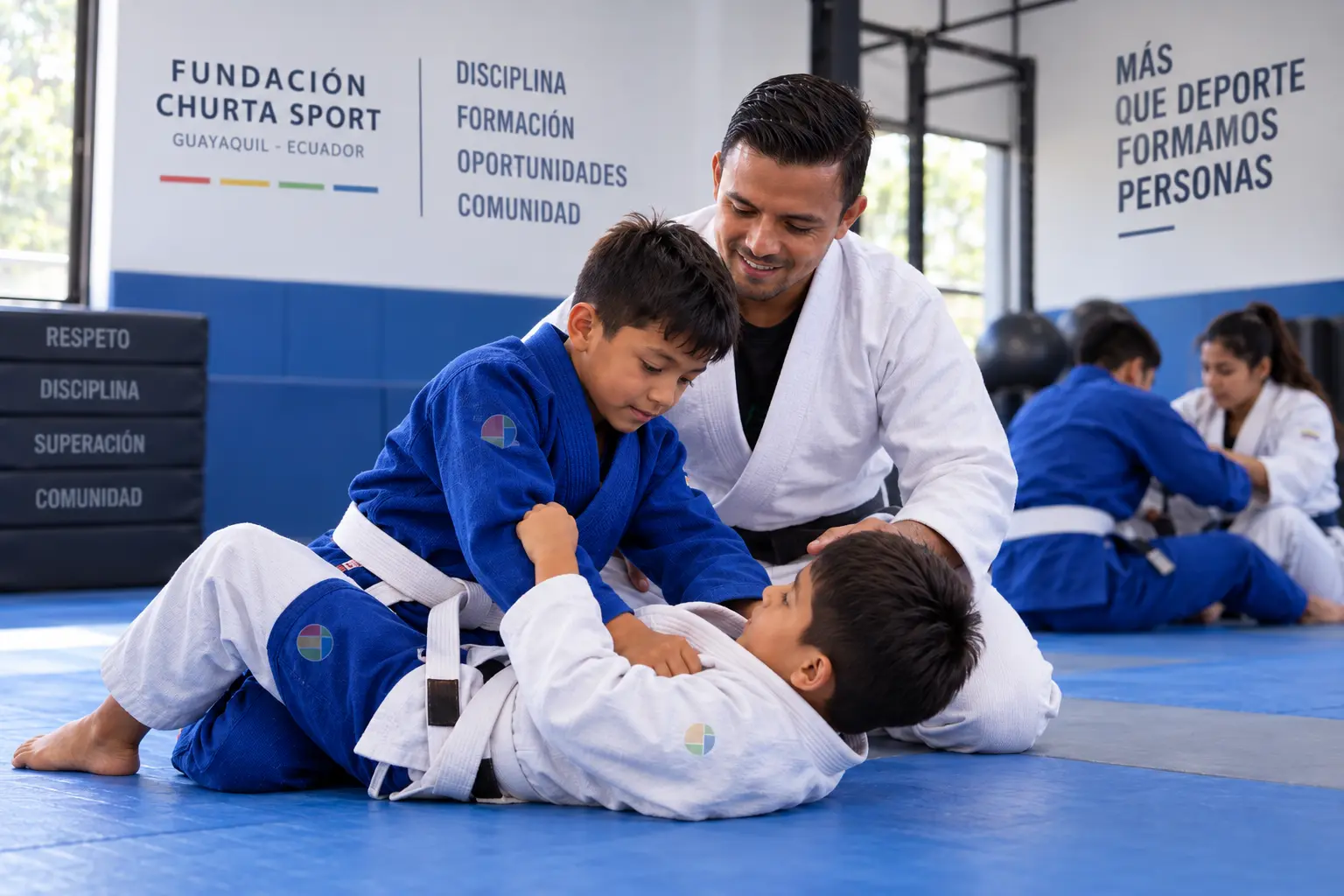 Deportistas practicando jiu-jitsu